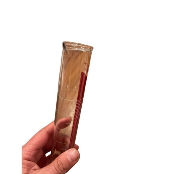 PYREX CORNING 100ml GRADUATED CYLINDER BEAKER 3042 USA RED HEX BASE GLASS VTG - Picture 11 of 15